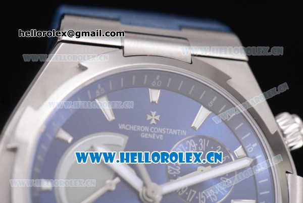 Vacheron Constantin Overseas Dual Time Asia ST30 Automatic Steel Case with Blue Dial Stick Markers and Blue Rubber Strap - Click Image to Close